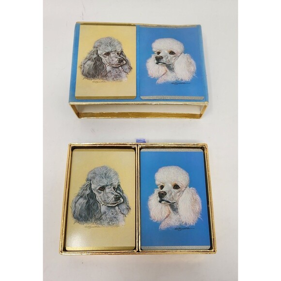 Vintage Congress Cel-U-Tone Finish Playing Cards Double Deck Poodle Dogs - Picture 4 of 8